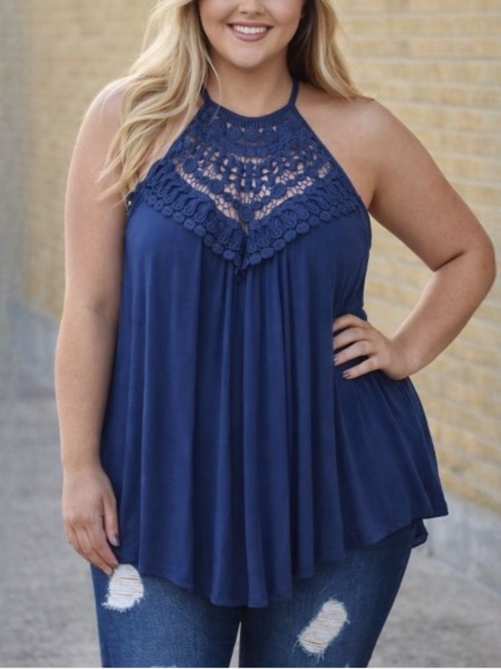 3X Heimish Royal Blue Halter / high neck tank top